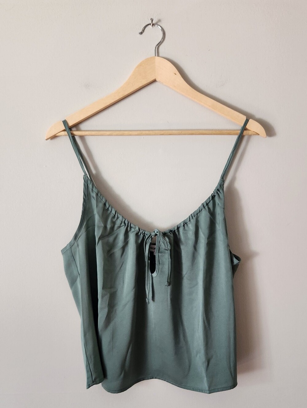 WeWoreWhat Silky Cami in Deep Sage Green SZ M